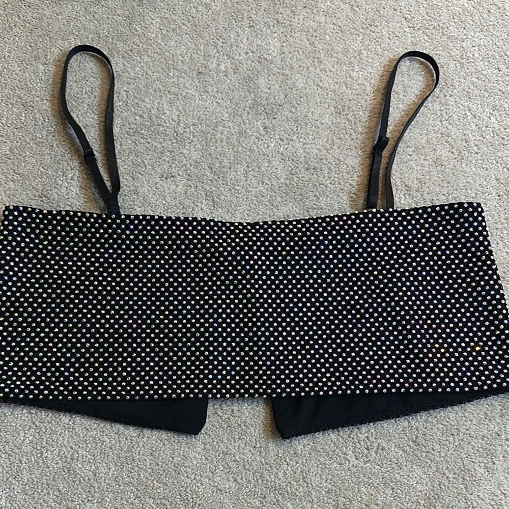 SLA Black Rhinestone Embellished Top